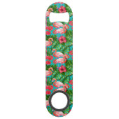 Flamingo-Vögel und tropische Gartenfarbe Speed Flaschenöffner (Rückseite)