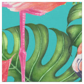 Flamingo-Vögel und tropische Gartenfarbe Stoff (Nahaufnahme)