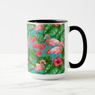 Flamingo-Vögel und tropische Gartenfarbe Tasse