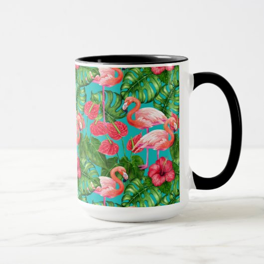 Flamingo-Vögel und tropische Gartenfarbe Tasse (Rechts)