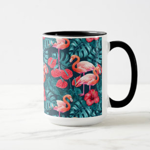 Flamingo-Vögel und tropische Gartenfarbe Tasse