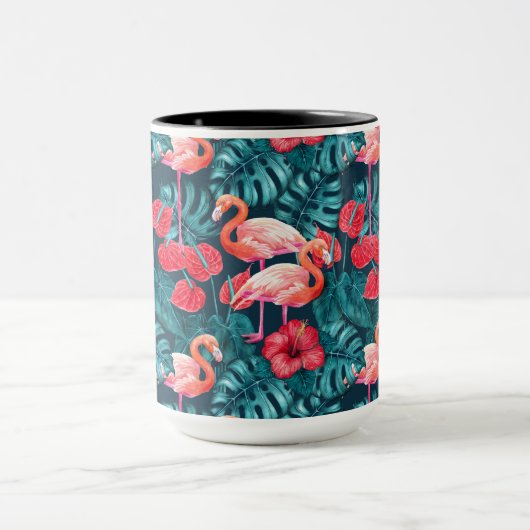 Flamingo-Vögel und tropische Gartenfarbe Tasse (Zentrum)