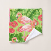 Flamingo-Vögel und tropische Pflanze Badhandtuch Set (Waschlappen)