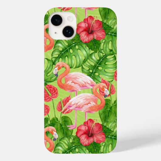 Flamingo-Vögel und tropische Pflanze Case-Mate iPhone Hülle (Rückseite)