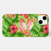 Flamingo-Vögel und tropische Pflanze Case-Mate iPhone Hülle (Rückseite (Horizontal))