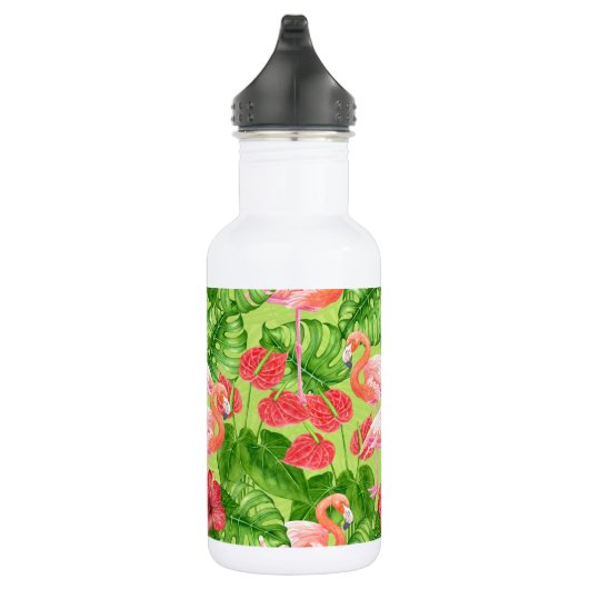 Flamingo-Vögel und tropische Pflanze Edelstahlflasche (Rechts)