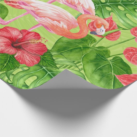 Flamingo-Vögel und tropische Pflanze Geschenkpapier (Ecke)