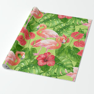 Flamingo-Vögel und tropische Pflanze Geschenkpapier