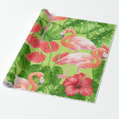 Flamingo-Vögel und tropische Pflanze Geschenkpapier (Ungerollt)