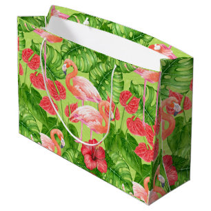 Flamingo-Vögel und tropische Pflanze Große Geschenktüte