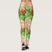 Flamingo-Vögel und tropische Pflanze Leggings (Rückseite)