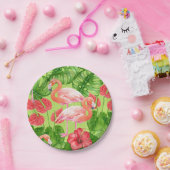 Flamingo-Vögel und tropische Pflanze Pappteller (Party)