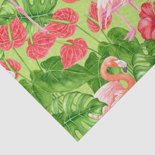 Flamingo-Vögel und tropische Pflanze Seidenpapier (Ausschnitt)