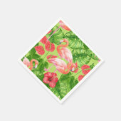 Flamingo-Vögel und tropische Pflanze Serviette (Ecke)