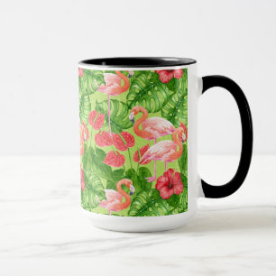 Flamingo-Vögel und tropische Pflanze Tasse