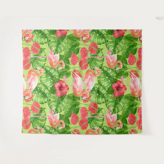 Flamingo-Vögel und tropische Pflanze Wandteppich (Vorderseite (Horizontal))