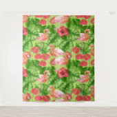 Flamingo-Vögel und tropische Pflanze Wandteppich (Vorderseite)