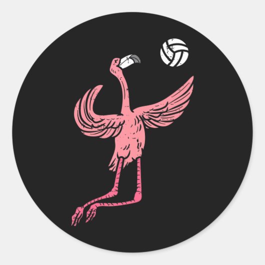 Flamingo Volleyball Spike Serve Spieler Spiker Runder Aufkleber (Vorderseite)