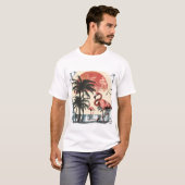 Flamingo wading in der Nähe eines ruhigen Strandes T-Shirt (Vorne ganz)