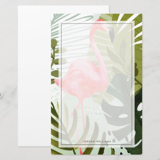 Flamingo-Wald Briefpapier (Vorne/Hinten)