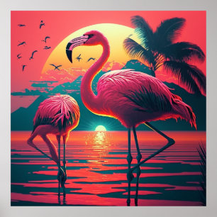 Flamingo Wall Art, Digital Wall Art Poster