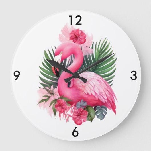 Flamingo Wall Clock Große Wanduhr (Vorderseite)