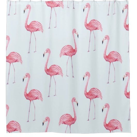 Flamingo Wasserfarbe, pastellfarbener Hintergrund Duschvorhang (Vorderseite)