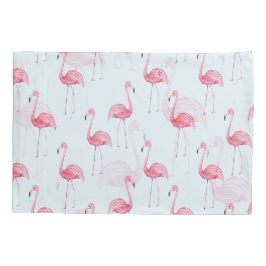 Flamingo Wasserfarbe, pastellfarbener Hintergrund Kissenbezug (Rückseite)