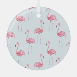 Flamingo Wasserfarbe, pastellfarbener Hintergrund  Ornament Aus Glas
