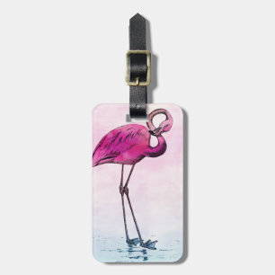 Flamingo Wasserfarbe Vintag rosa Flamingos Retro Gepäckanhänger