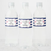 Flamingo Wasserflasche Label Navy Strip Wasserflaschenetikett (Flaschen)