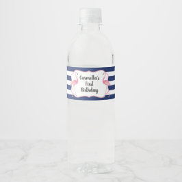Flamingo Wasserflasche Label Navy Strip Wasserflaschenetikett