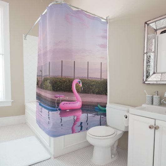 Flamingo Wasserflur im Schwimmbad Duschvorhang (Beispiel)