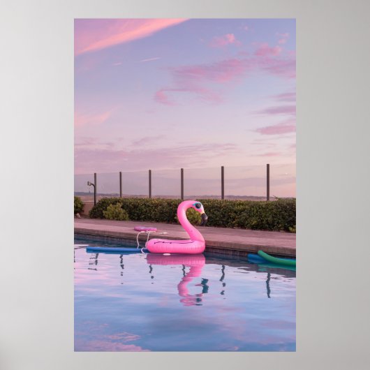 Flamingo-Wasserflur im Schwimmbad Poster (Vorne)
