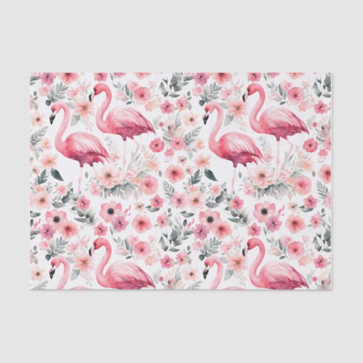 Flamingo Watercolor Girly Hot Pink Seidenpapier (Vorderseite)