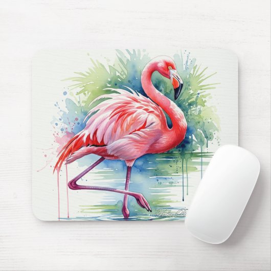 Flamingo Watercolor Mousepad (Mit Mouse)