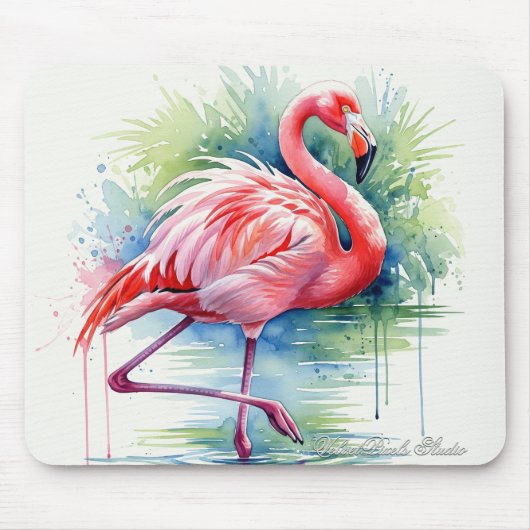 Flamingo Watercolor Mousepad (Vorne)