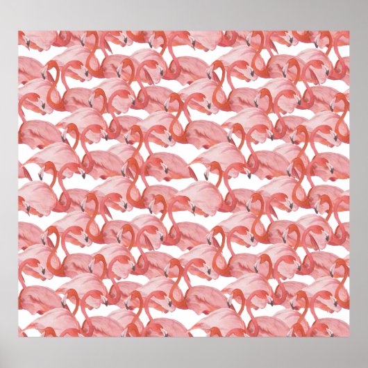 Flamingo Watercolor: Nahtloses kleines Muster Poster (Vorne)