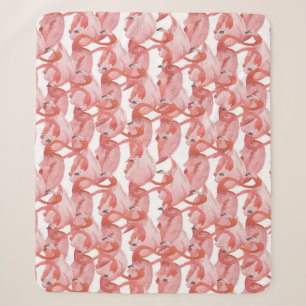Flamingo Watercolor: Nahtloses kleines Muster Sherpadecke