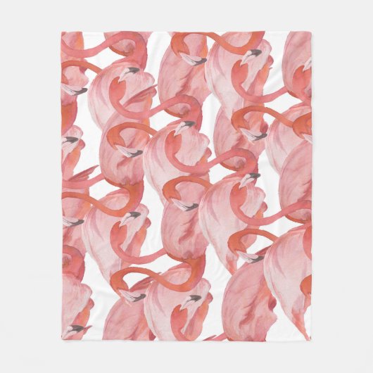 Flamingo Watercolor: Nahtloses Muster Fleecedecke (Vorderseite)