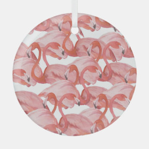 Flamingo Watercolor: Nahtloses Muster Ornament Aus Glas
