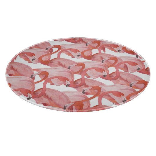 Flamingo Watercolor: Nahtloses Muster Schneidebrett (Ecke)