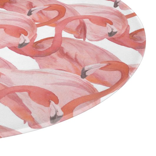 Flamingo Watercolor: Nahtloses Muster Schneidebrett (Ecke)