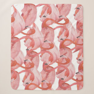 Flamingo Watercolor: Nahtloses Muster Sherpadecke