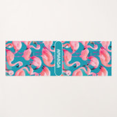 Flamingo Watercolor Personalisiertes Muster Yogamatte (Vorderseite (Horizontal))