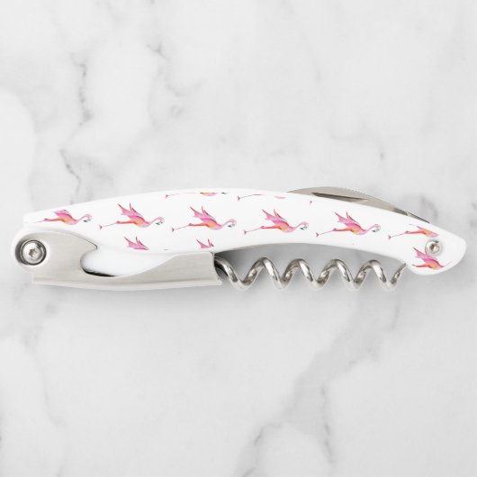 Flamingo Watercolor Trendy Summer Bird Kellnermesser (Vorderseite)