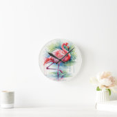 Flamingo Watercolor Wall Clock Runde Wanduhr (Zuhause)