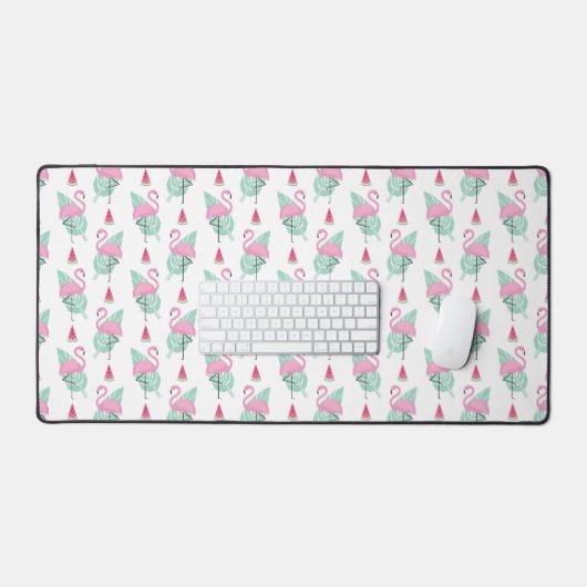 Flamingo & Watermelon Pastel Muster 2 Schreibtischunterlage (Tastatur & Maus)