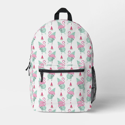 Flamingo & Watermelon Pastel Pattern Bedruckter Rucksack (Vorderseite)