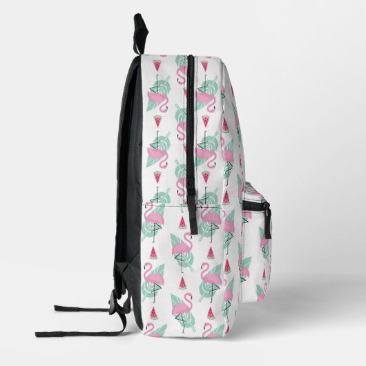 Flamingo & Watermelon Pastel Pattern Bedruckter Rucksack (Links)